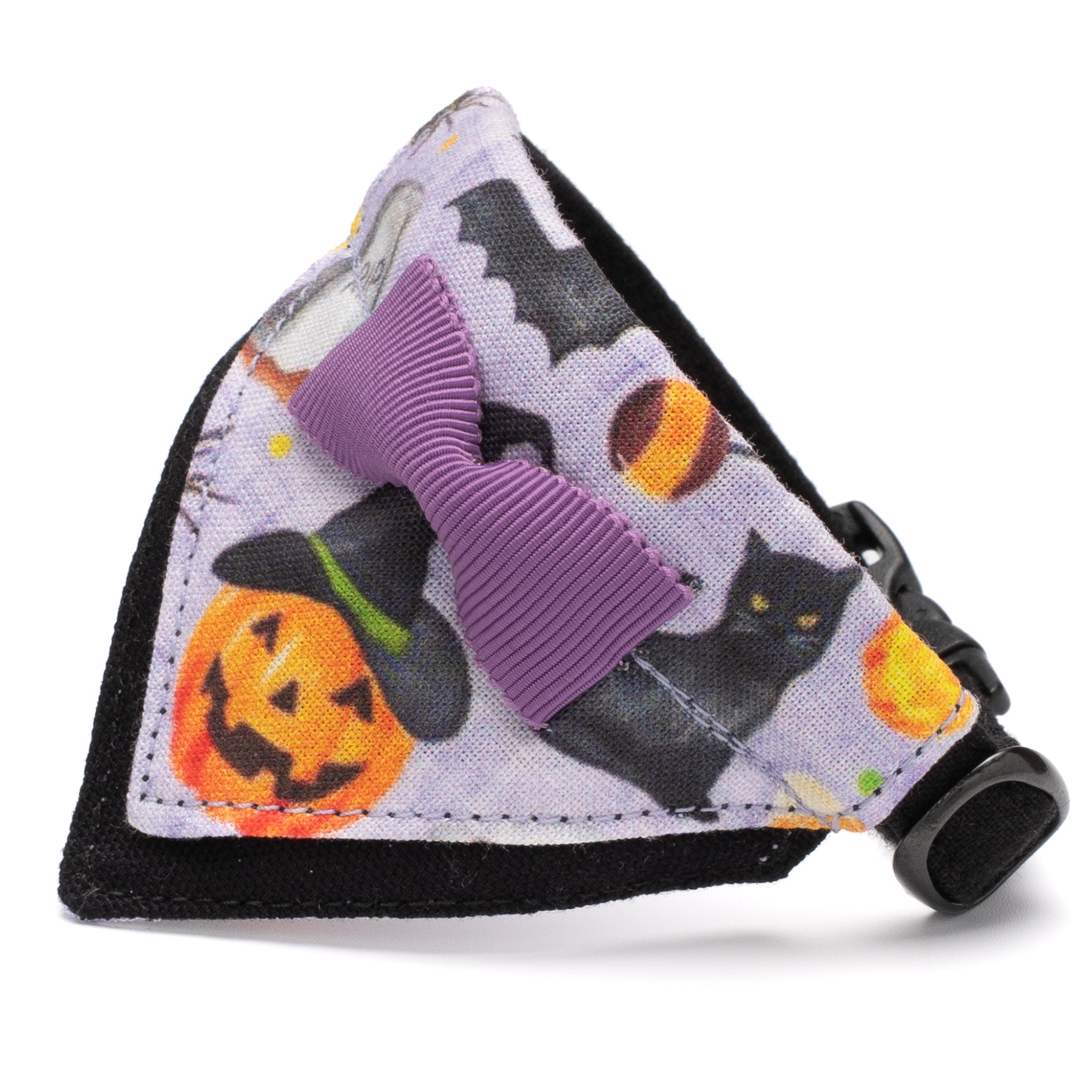 バンダナ付き猫首輪 ハロウィンパーティー ウィッチキャット／パープル
