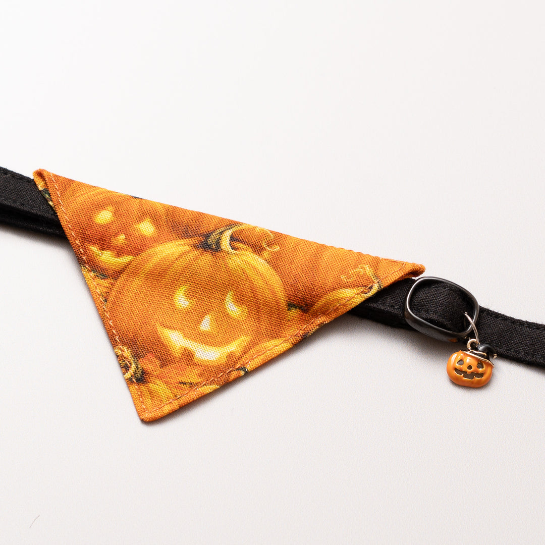 バンダナ付き猫首輪　ハロウィン　パンプキンパッチ／オレンジ