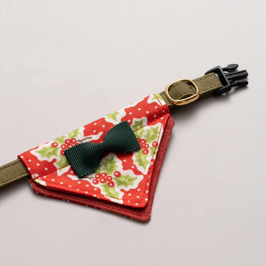 バンダナ付き猫首輪　クリスマスパーティー　ホーリーベリー