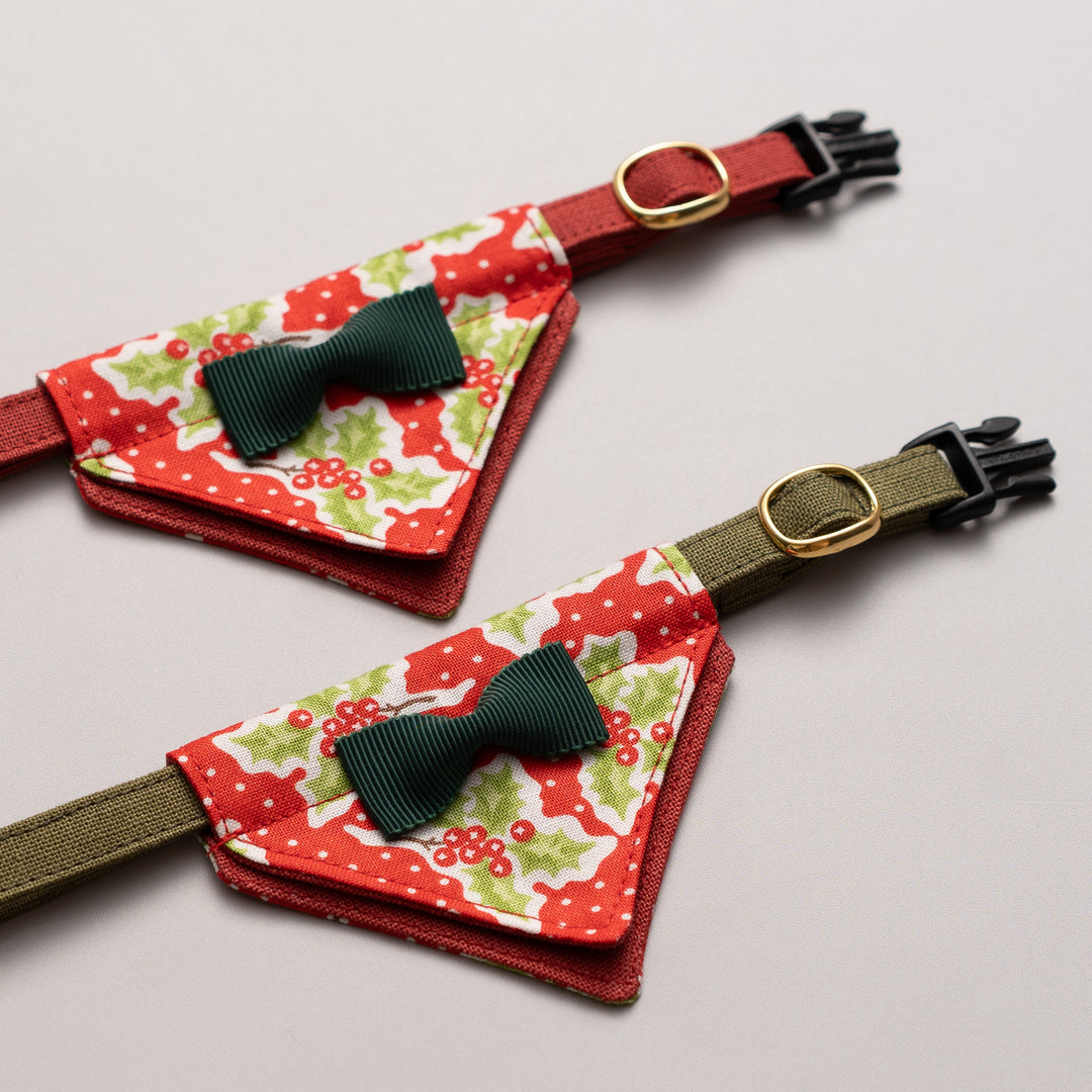 バンダナ付き猫首輪　クリスマスパーティー　ホーリーベリー
