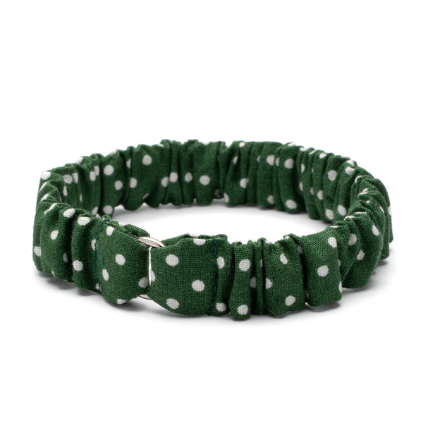 Scrunchie Cat Collar - Dot Forest Green