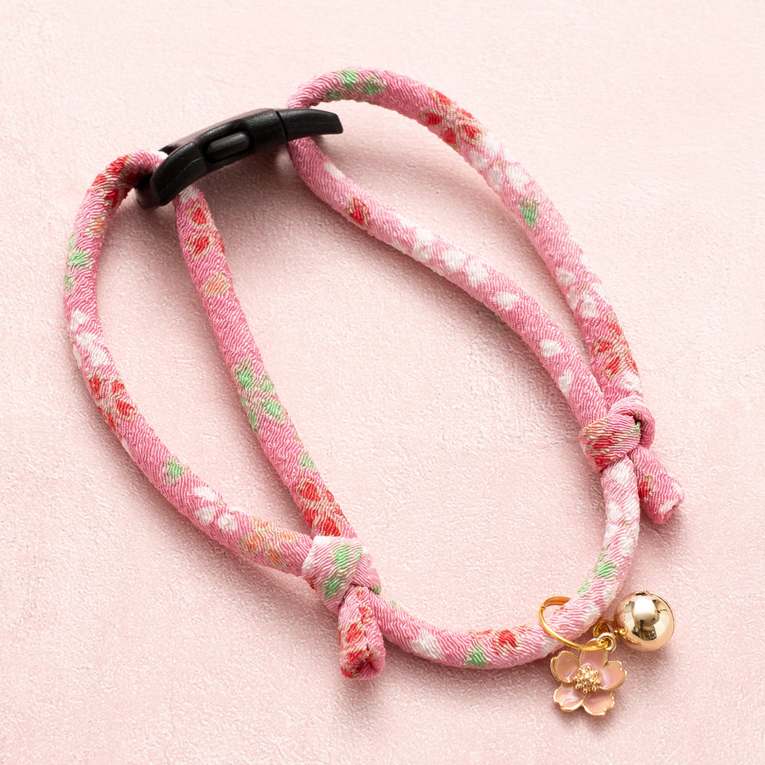 丸紐猫首輪　はんなり桜　ピンク - ぽぽねこ公式オンラインショップ