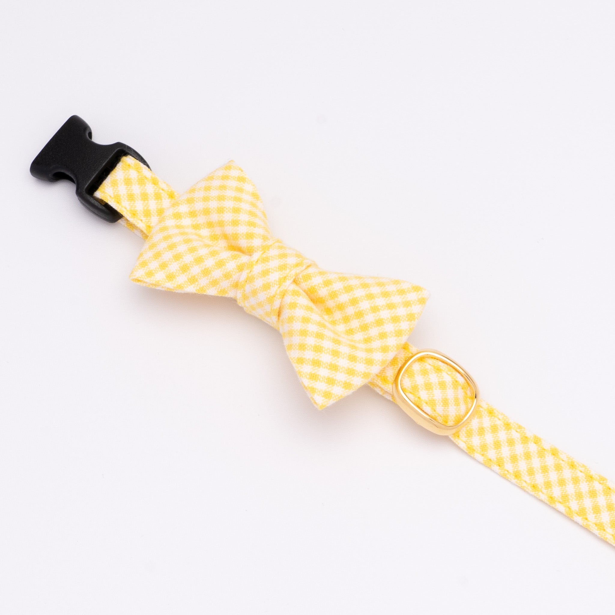リボン付き猫首輪 ギンガムチェック イエロー｜ぽぽねこ公式オンライン