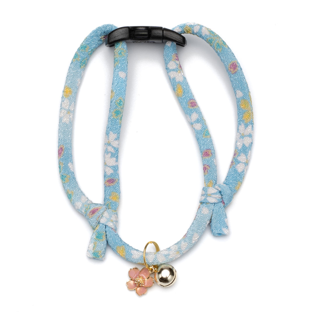 丸紐猫首輪　はんなり桜　ブルー - ぽぽねこ公式オンラインショップ
