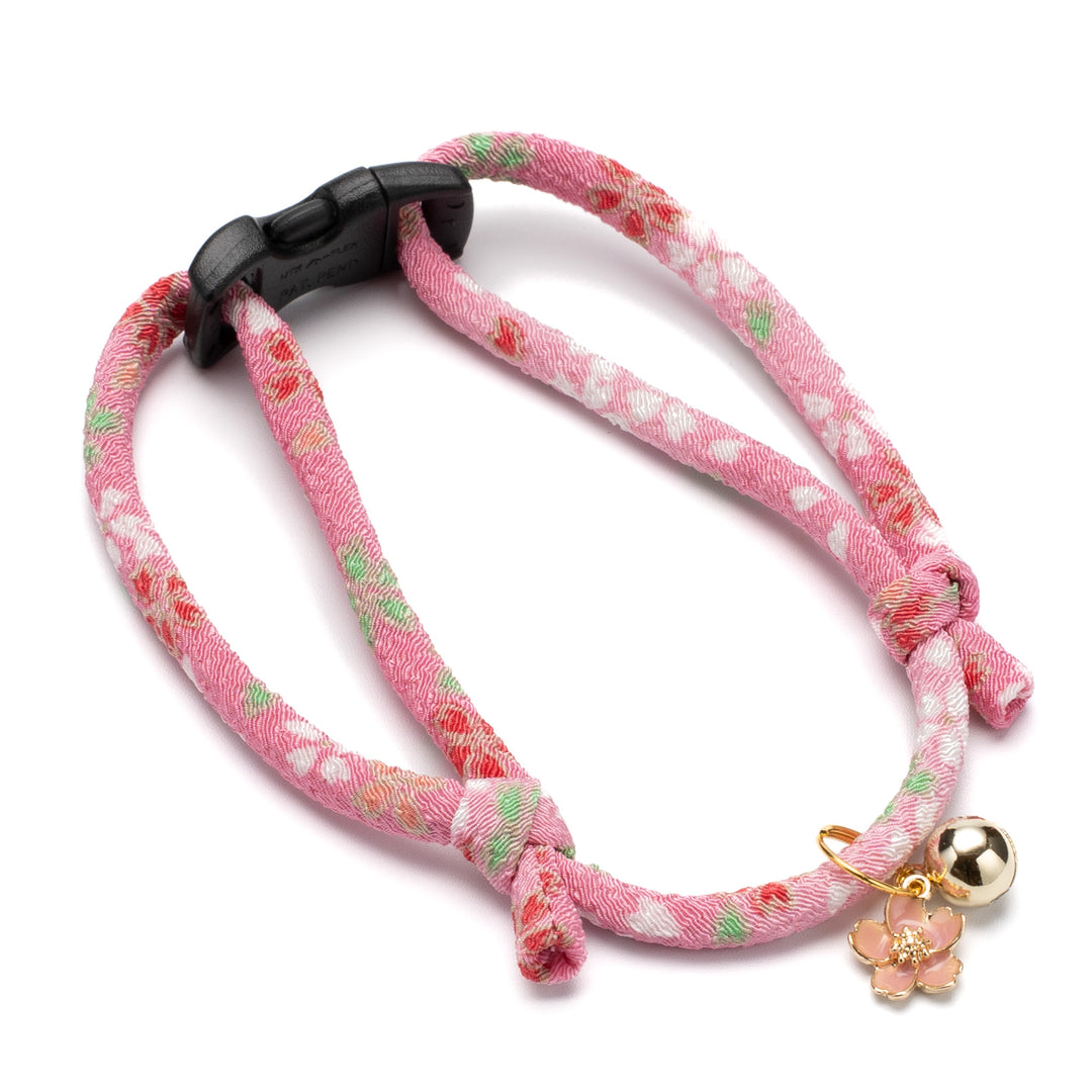 丸紐猫首輪　はんなり桜　ピンク - ぽぽねこ公式オンラインショップ
