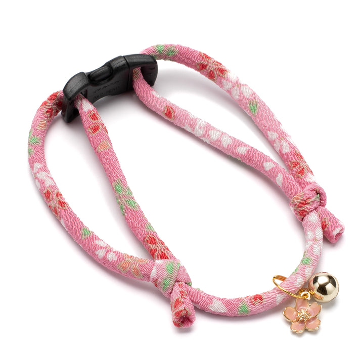 丸紐猫首輪　はんなり桜　ピンク - ぽぽねこ公式オンラインショップ