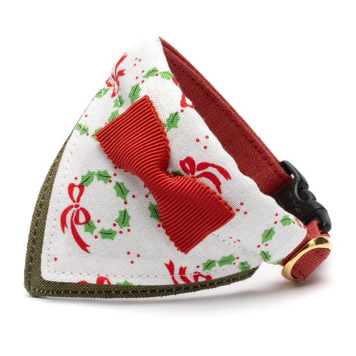 バンダナ付き猫首輪　クリスマスパーティー　リボンリース