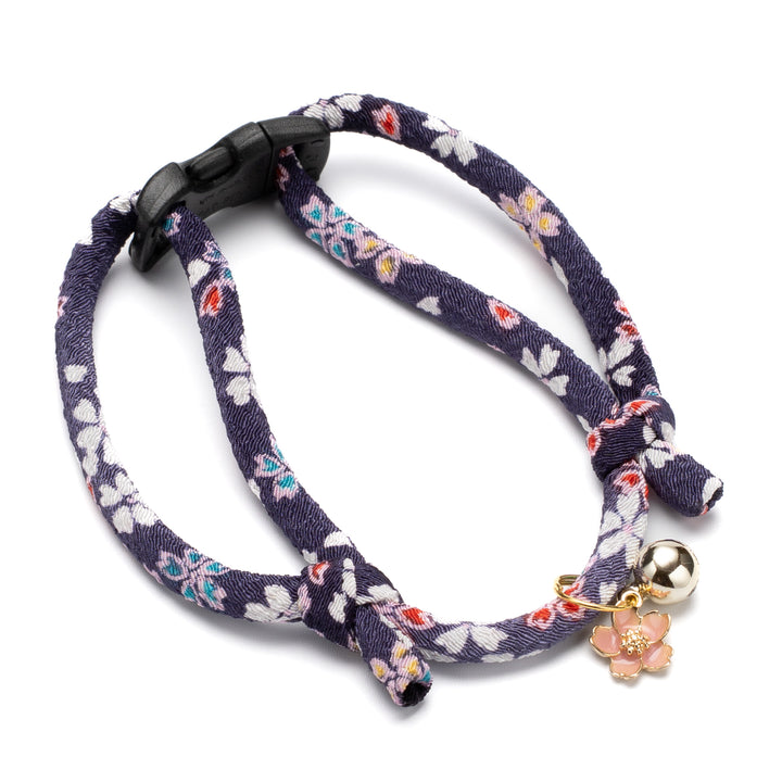 丸紐猫首輪　はんなり桜　パープル - ぽぽねこ公式オンラインショップ