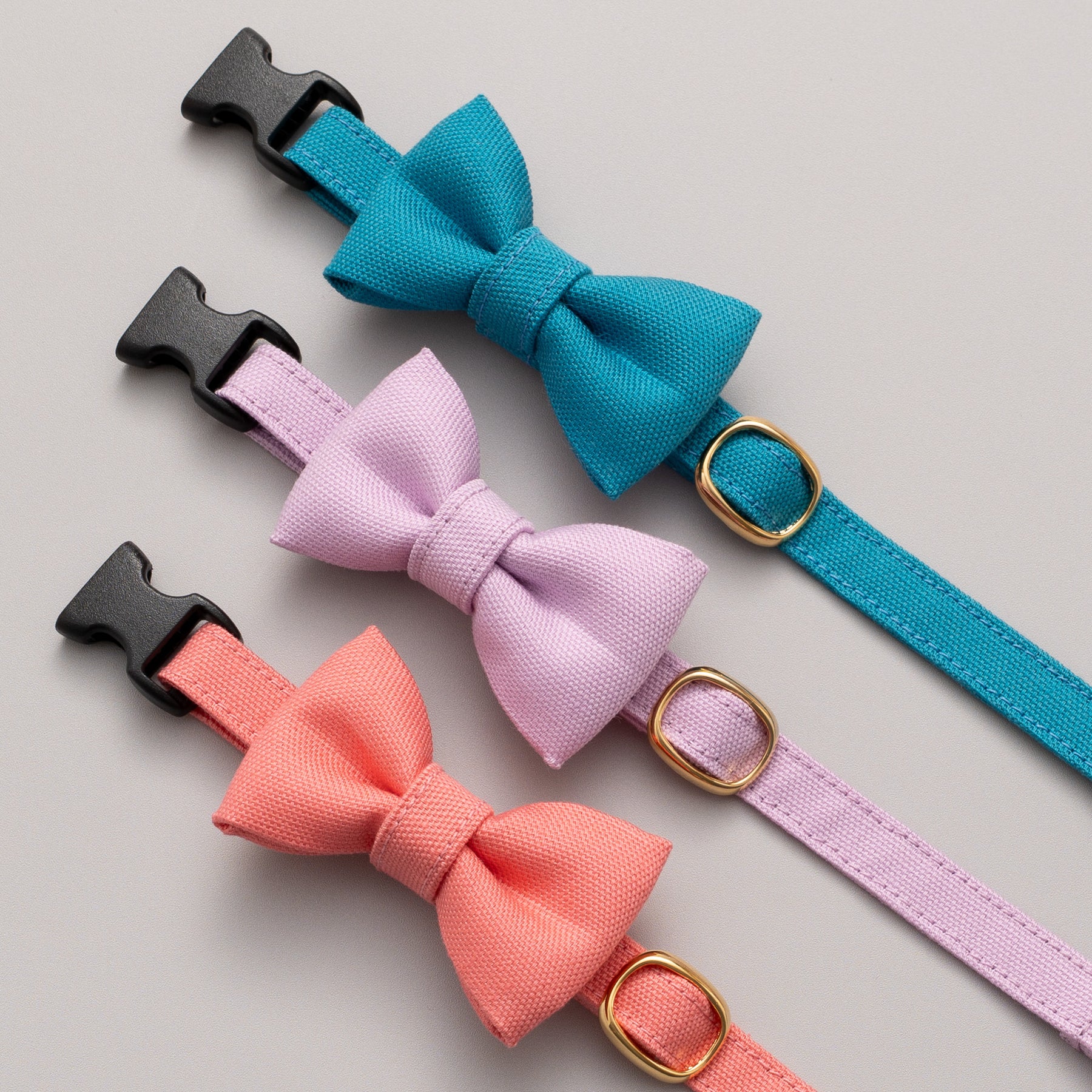 リボン付き猫首輪 コットンオックス ピーコックブルー｜ぽぽねこ公式