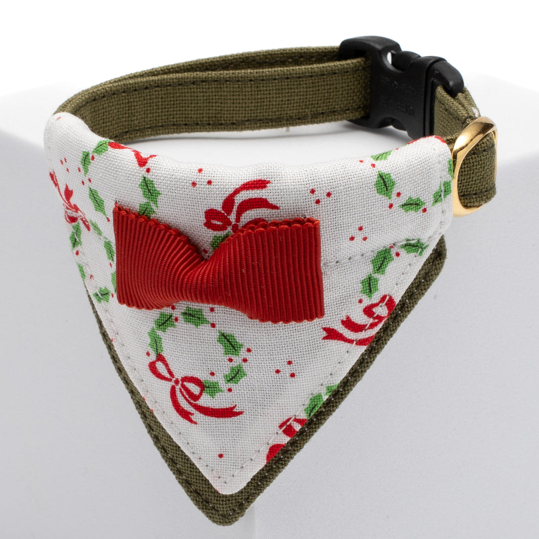 バンダナ付き猫首輪　クリスマスパーティー　リボンリース