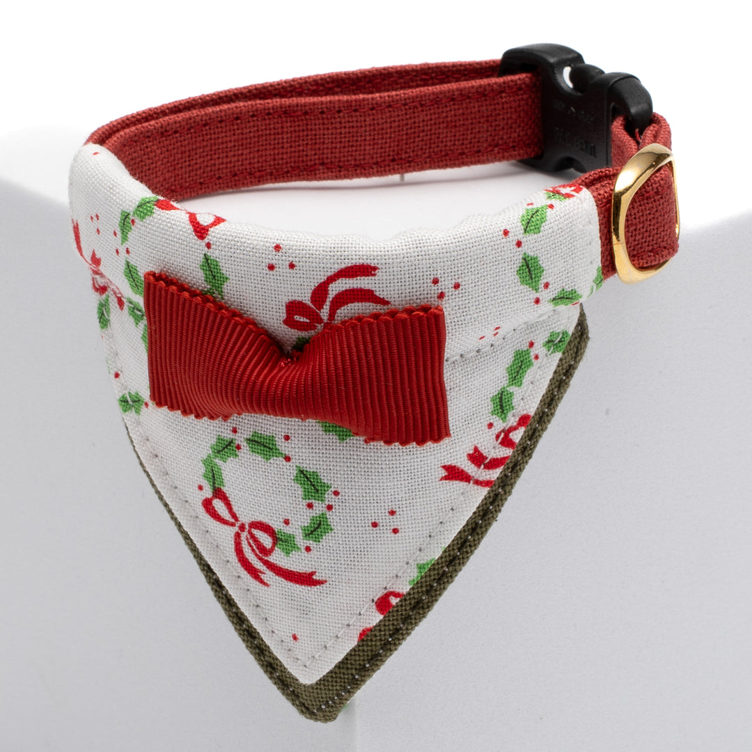 バンダナ付き猫首輪　クリスマスパーティー　リボンリース