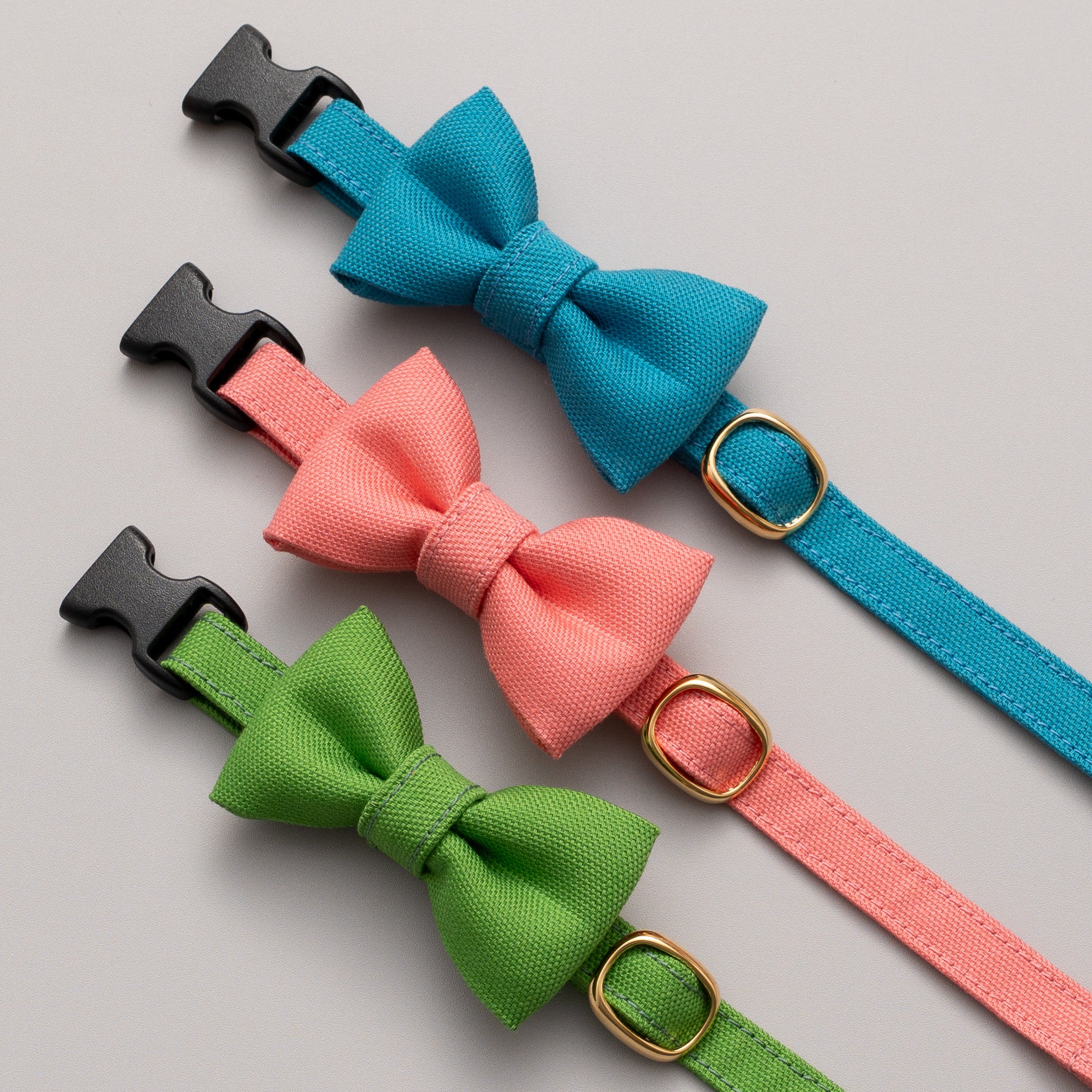 リボン付き猫首輪 コットンオックス コーラルピンク｜ぽぽねこ公式