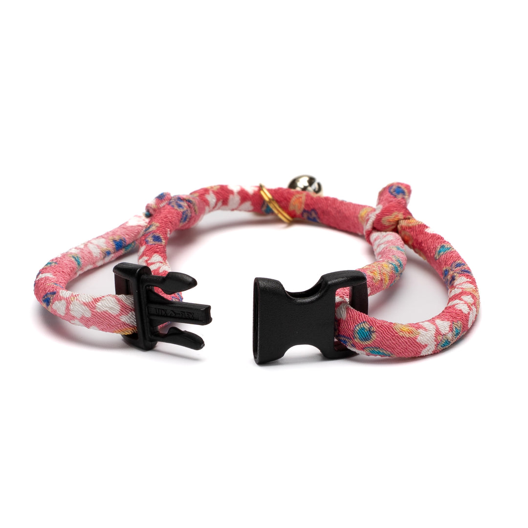 丸紐猫首輪　はんなり桜　レッド - ぽぽねこ公式オンラインショップ