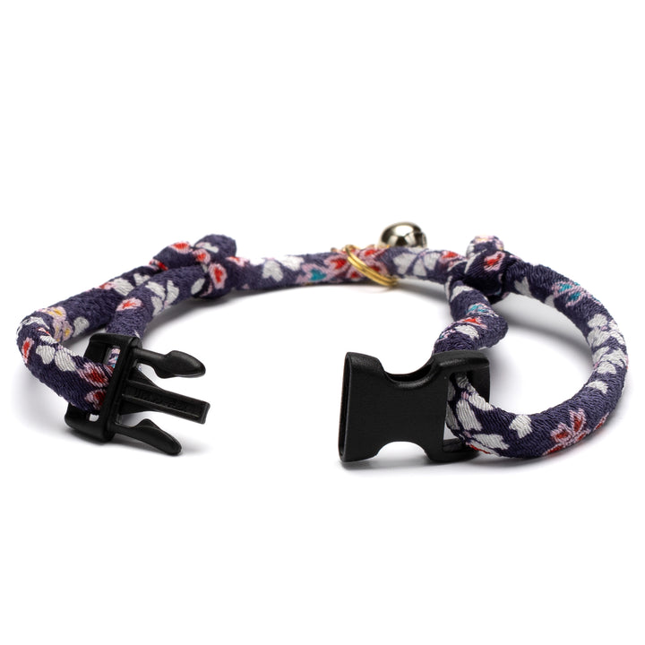 丸紐猫首輪　はんなり桜　パープル - ぽぽねこ公式オンラインショップ