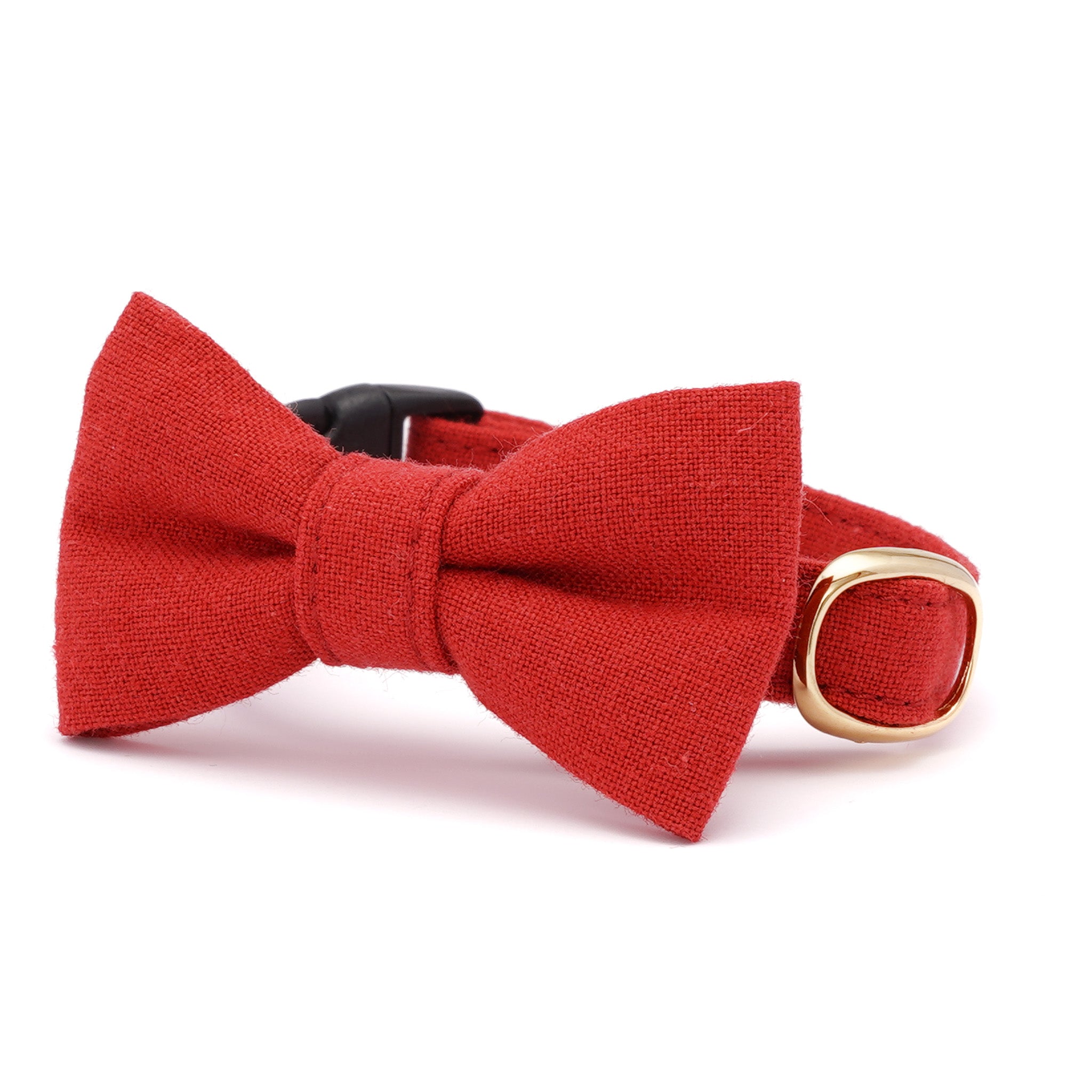 リボン付き猫首輪 MUJIコットンプレーン 赤紅｜ぽぽねこ公式オンライン