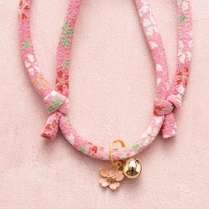 丸紐猫首輪　はんなり桜　ピンク - ぽぽねこ公式オンラインショップ