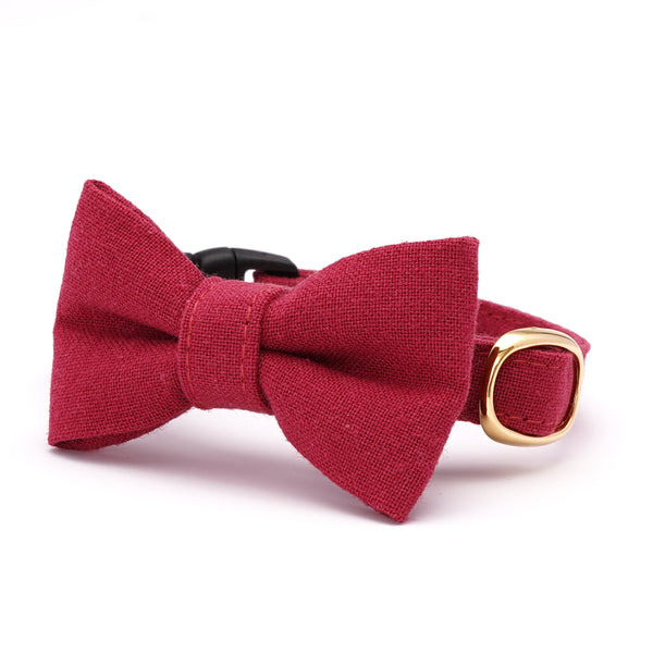 リボン付き猫首輪　MUJIコットンプレーン　さつまいも