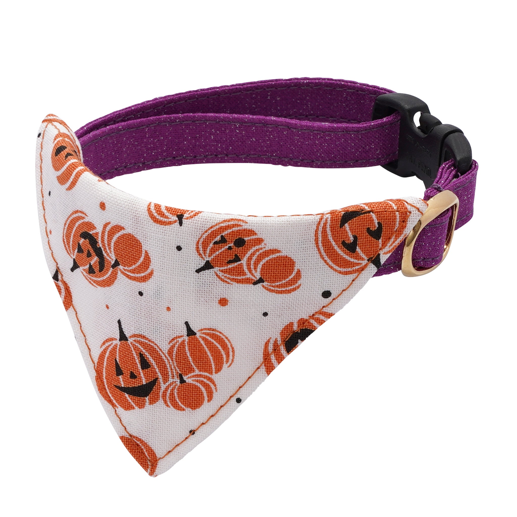 バンダナ付き猫首輪 ハロウィン ジャック・オー・ランタン ホワイト
