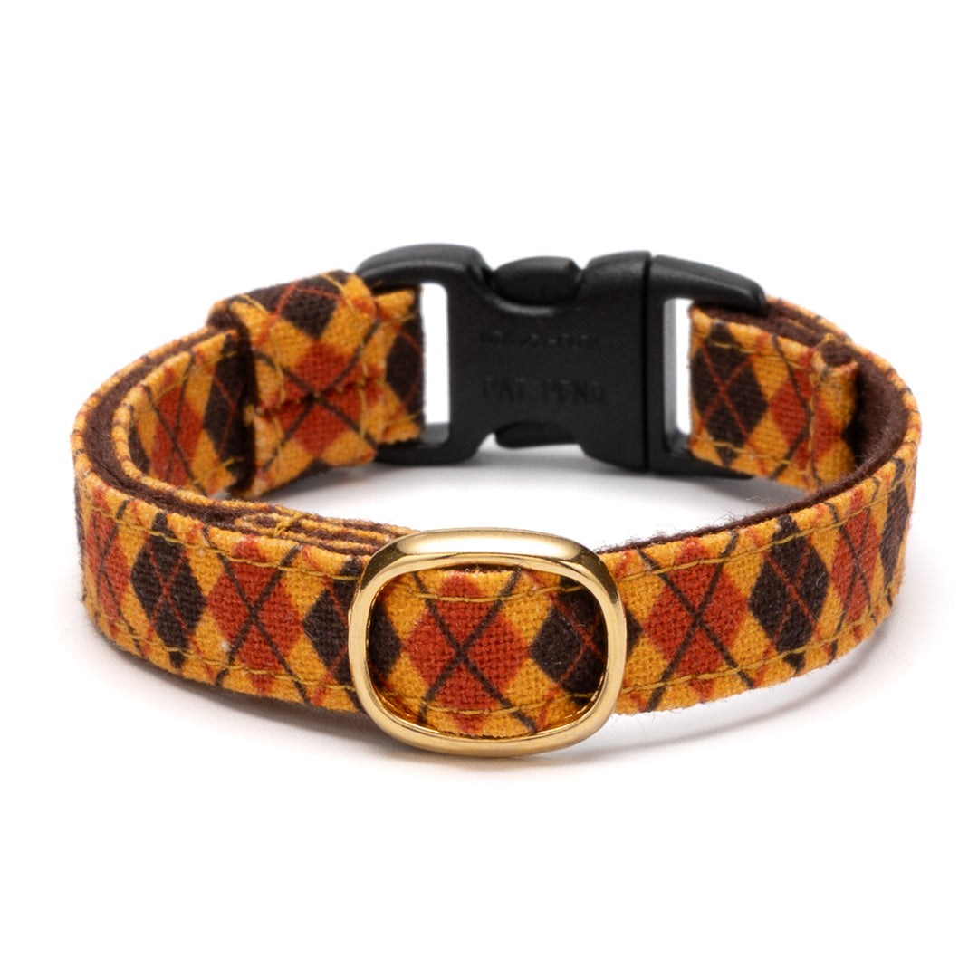 グラフィック猫首輪　クラシックアーガイル　オレンジ×ブラウン【限定モデル】