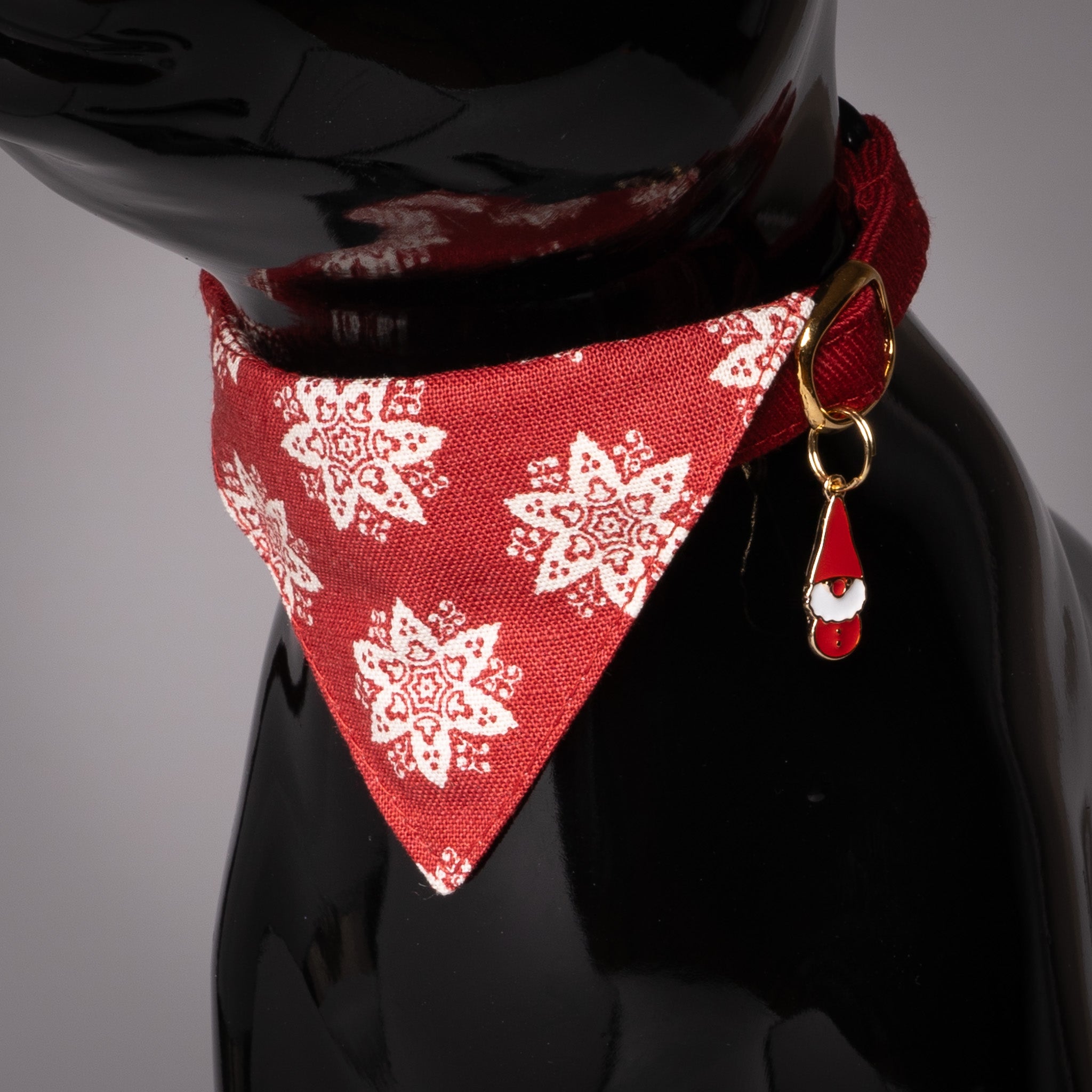 バンダナ付き猫首輪 クリスマス ヘキサゴン レッド｜ぽぽねこ公式