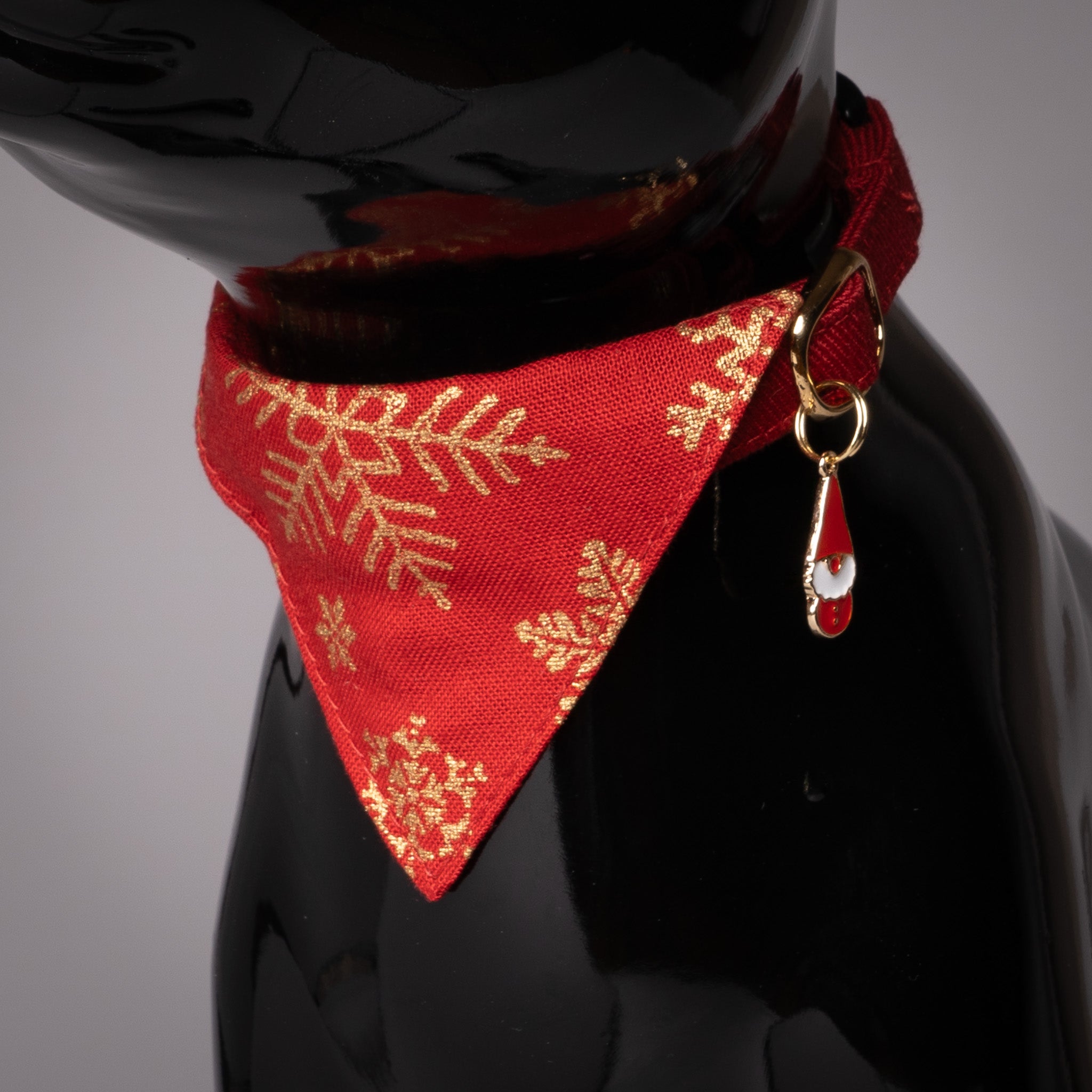 バンダナ付き猫首輪 クリスマス スノーフレイク レッド｜ぽぽねこ公式