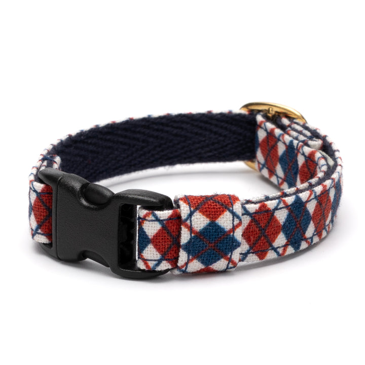 グラフィック猫首輪　クラシックアーガイル　ネイビー×レッド【限定モデル】