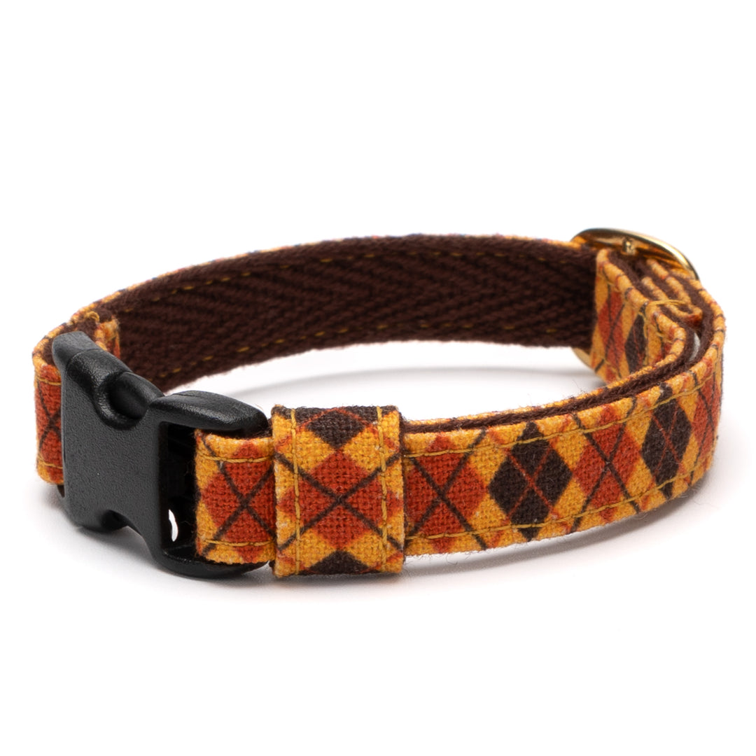 グラフィック猫首輪　クラシックアーガイル　オレンジ×ブラウン【限定モデル】