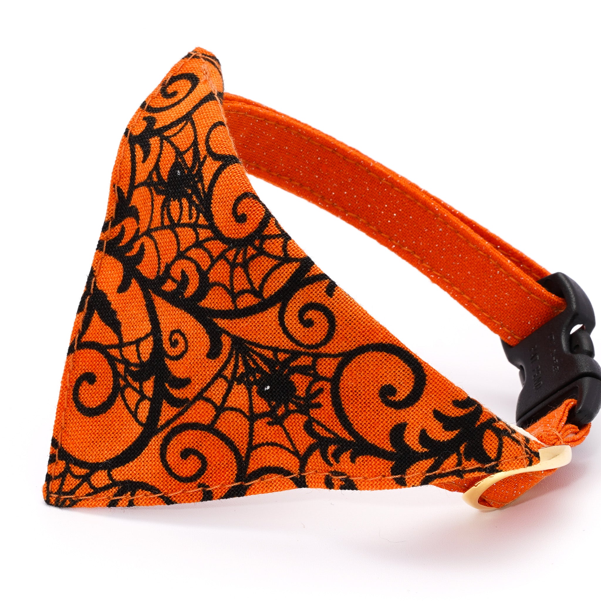 バンダナ付き猫首輪 ハロウィン スパイダー オレンジ｜ぽぽねこ公式
