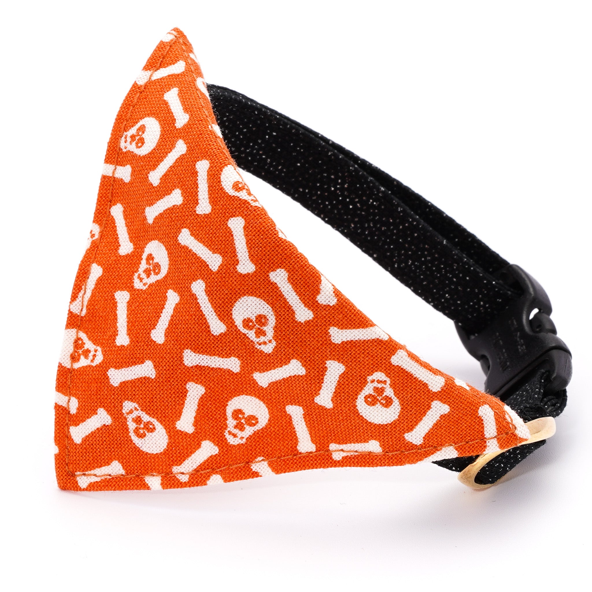 バンダナ付き猫首輪 ハロウィン スケルトン オレンジ｜ぽぽねこ公式