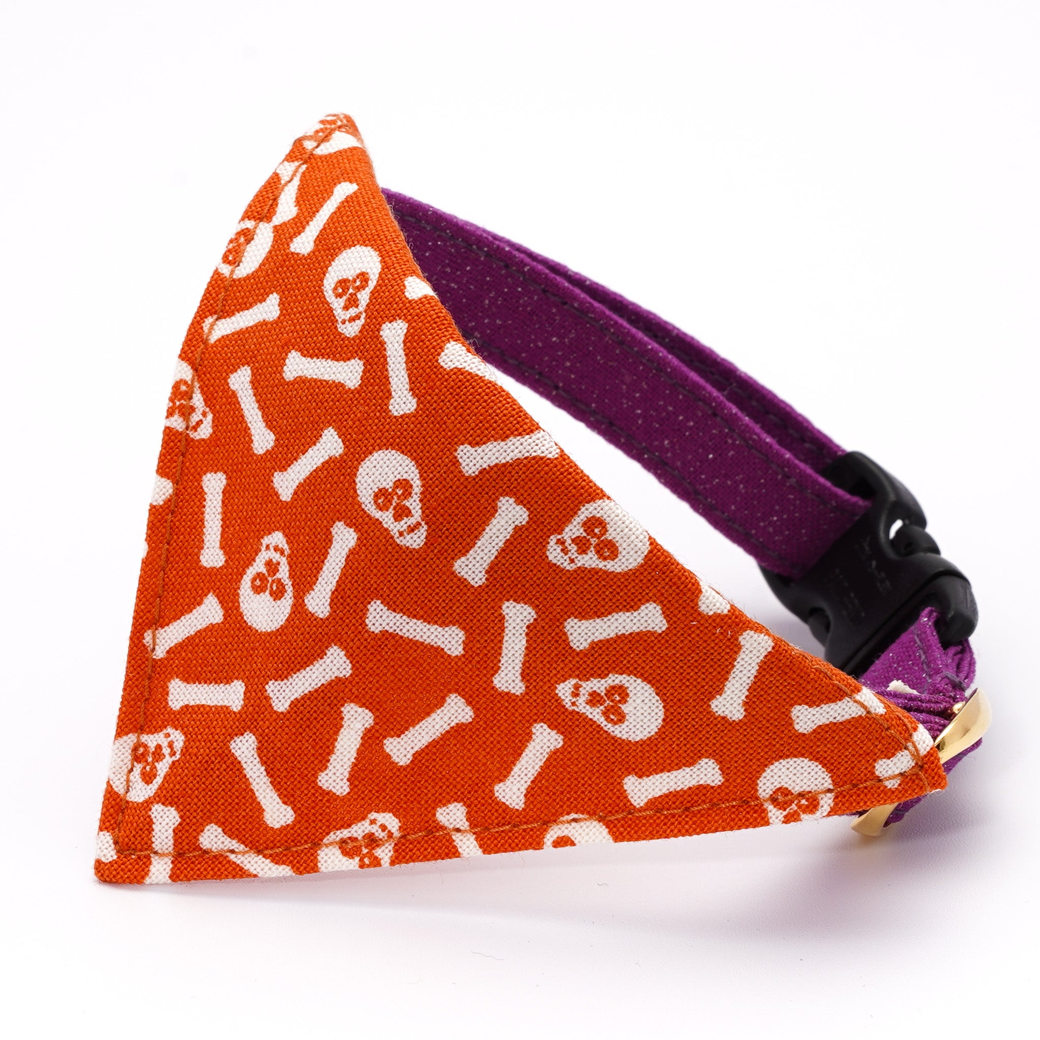 バンダナ付き猫首輪 ハロウィン スケルトン オレンジ｜ぽぽねこ公式