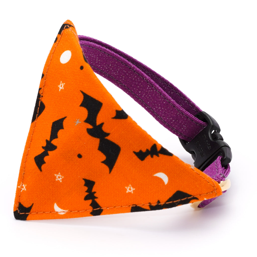 バンダナ付き猫首輪 ハロウィン コウモリ オレンジ｜ぽぽねこ公式