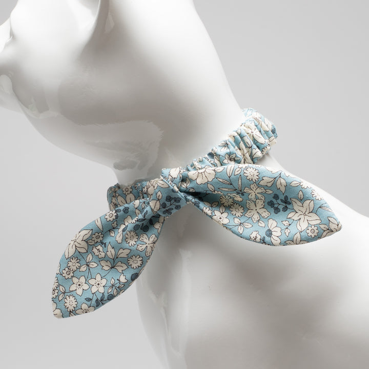【セット品】リーフリボン ＆ シュシュ猫首輪　シャン・ド・フルール　ブルー