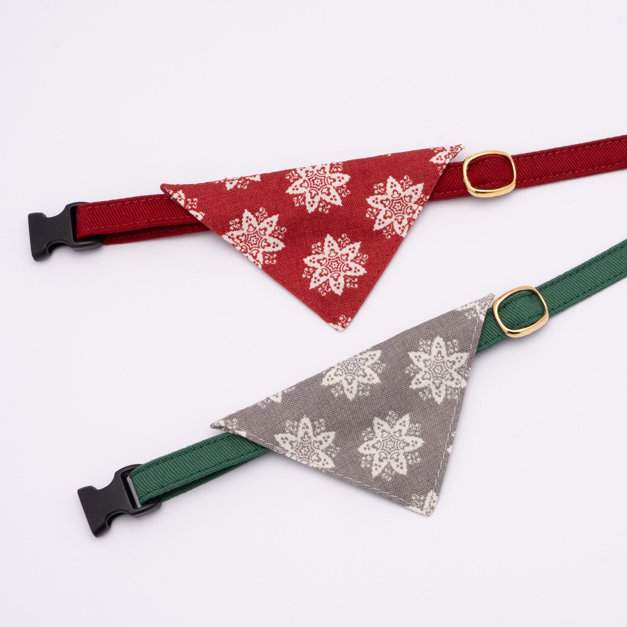 バンダナ付き猫首輪 クリスマス ヘキサゴン レッド｜ぽぽねこ公式