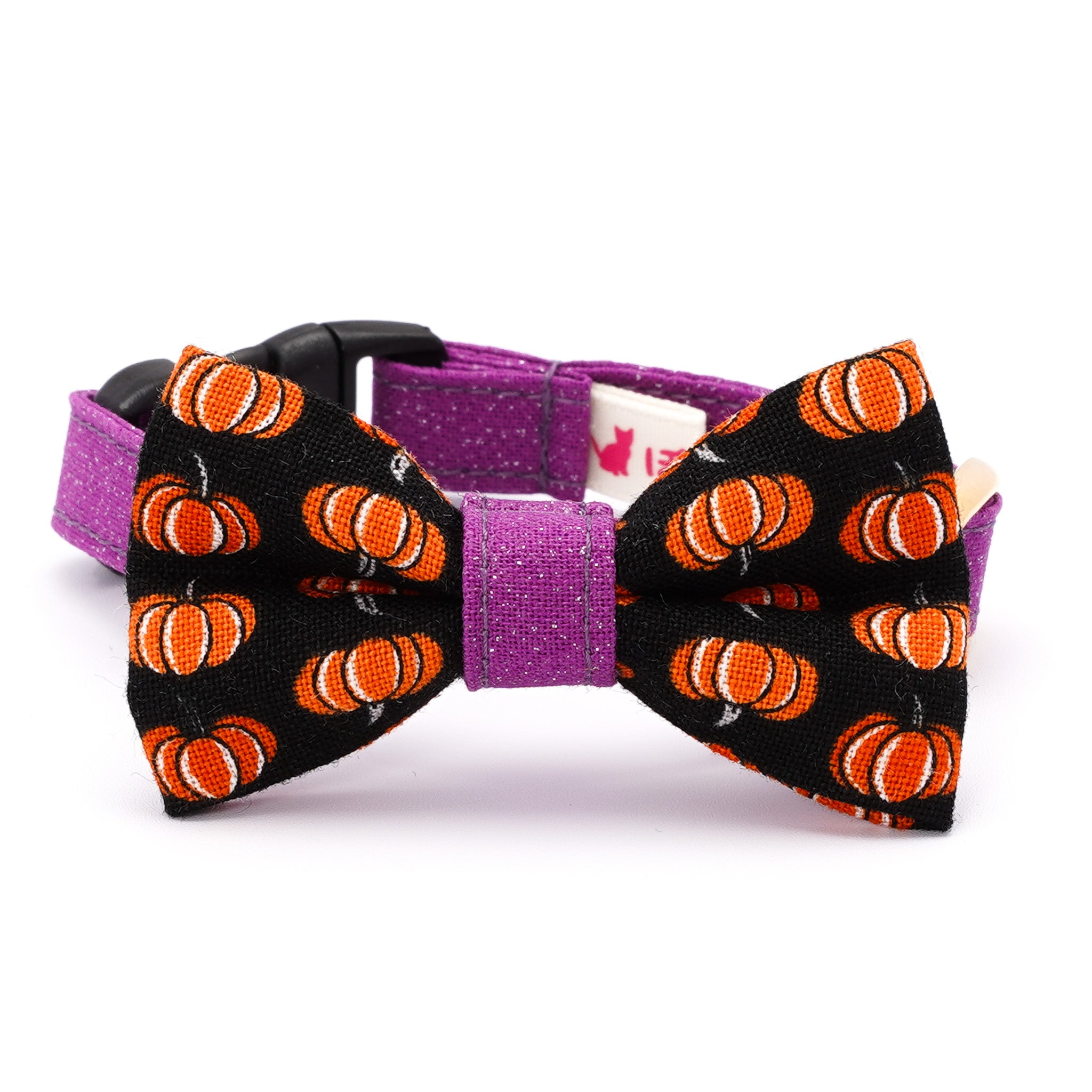 リボン付き猫首輪 ハロウィン プチ・パンプキン ブラック｜ぽぽねこ