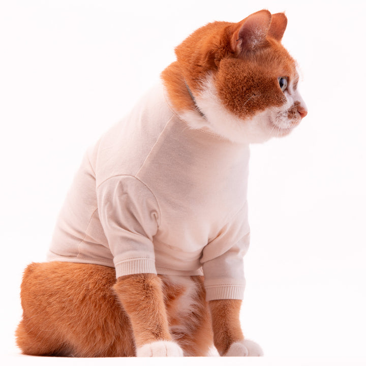猫に優しい猫服　オーガニックコットンT　無地（長袖）