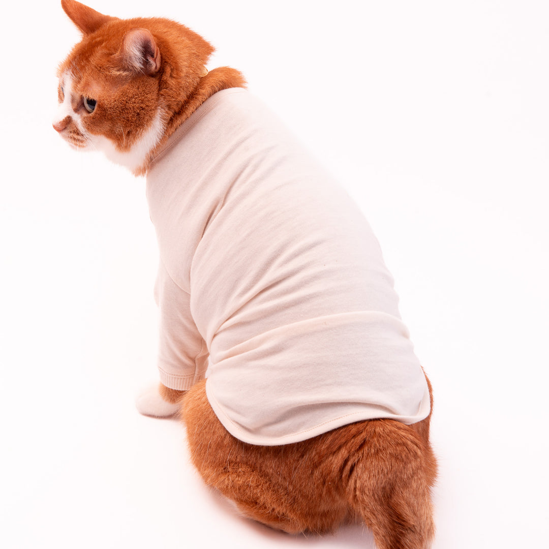 猫に優しい猫服　オーガニックコットンT　無地（長袖）