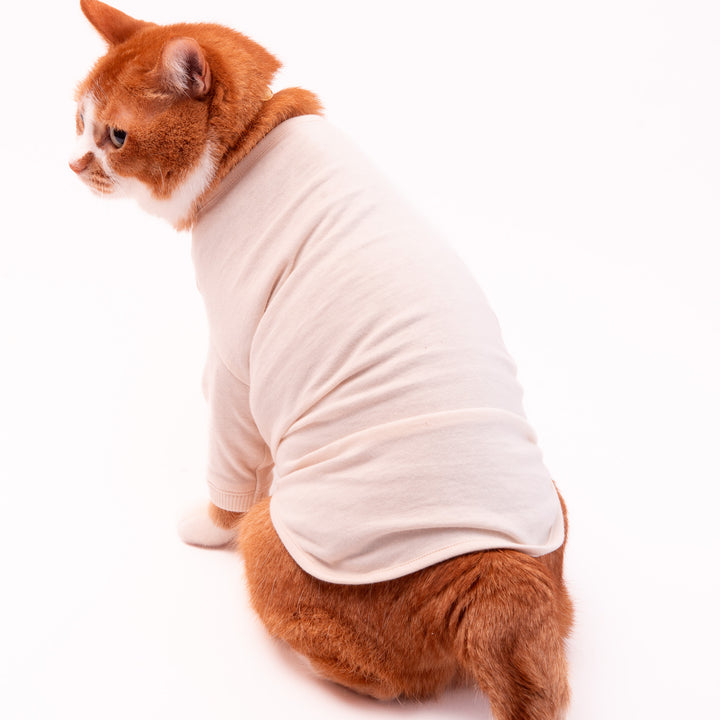 猫に優しい猫服　オーガニックコットンT　無地（長袖）