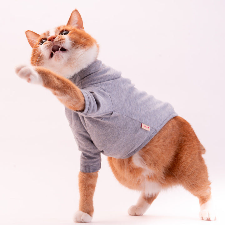 猫に優しい猫服　オーガニックコットンT　無地（長袖）