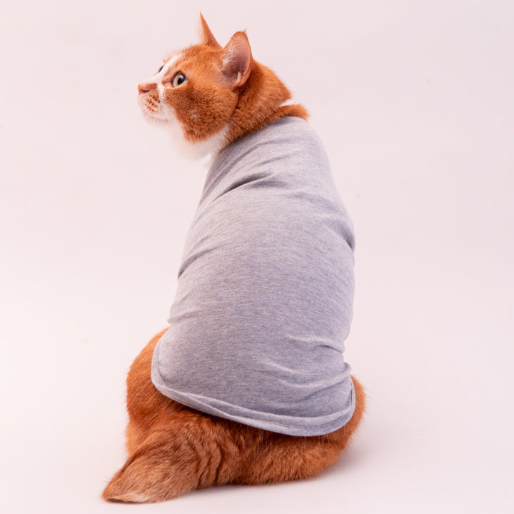猫に優しい猫服　オーガニックコットンT　無地（長袖）