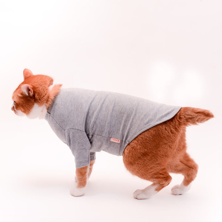 猫に優しい猫服　オーガニックコットンT　無地（長袖）