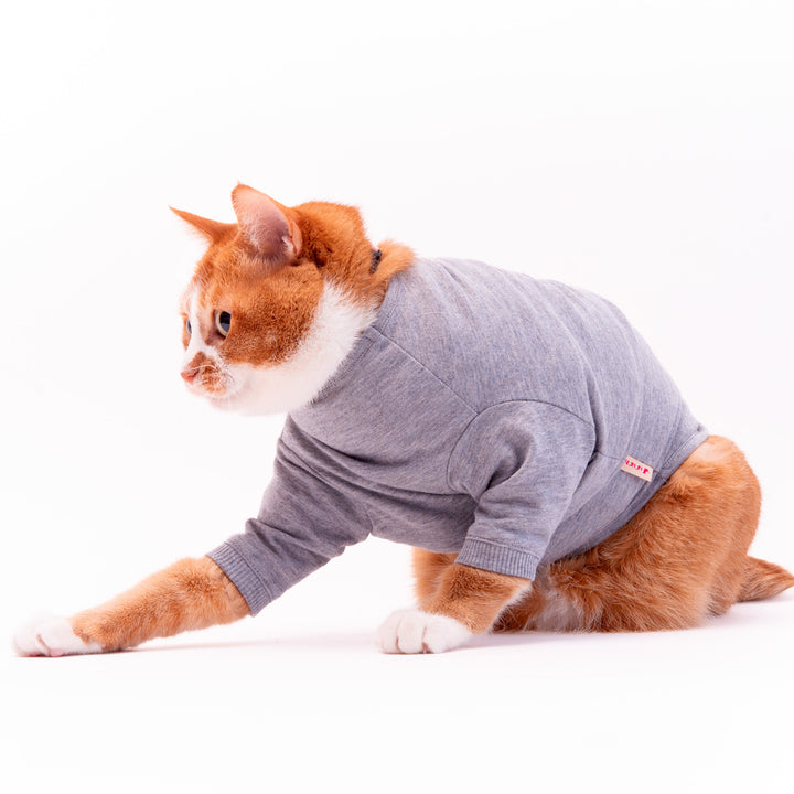 猫に優しい猫服　オーガニックコットンT　無地（長袖）