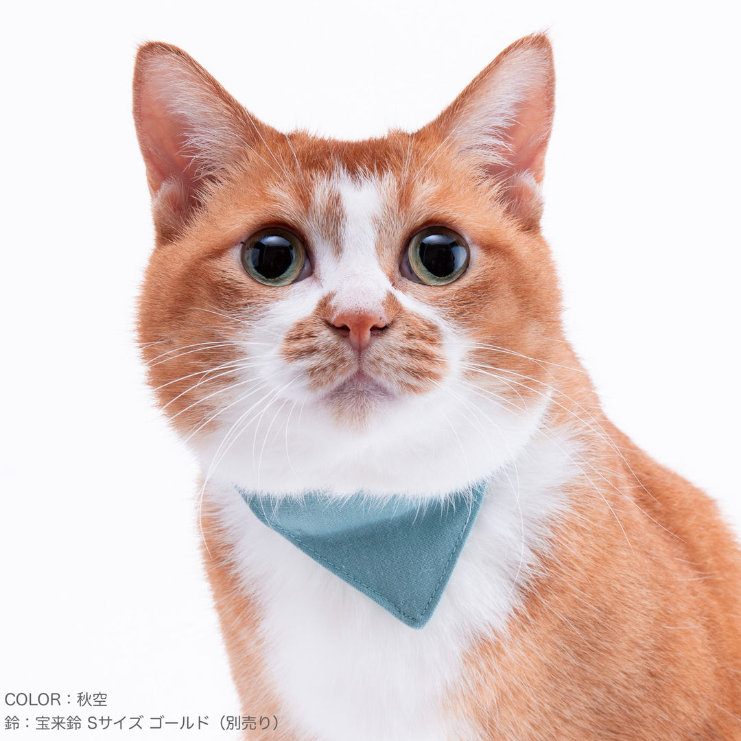 バンダナ付き猫首輪　MUJIコットンプレーン　赤紅