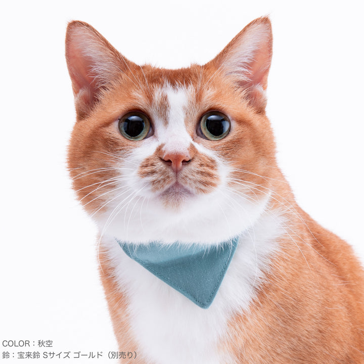 バンダナ付き猫首輪　MUJIコットンプレーン　赤紅