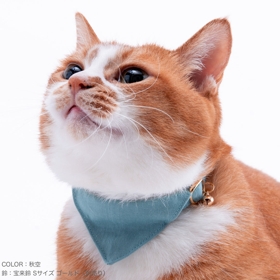 バンダナ付き猫首輪　MUJIコットンプレーン　赤紅