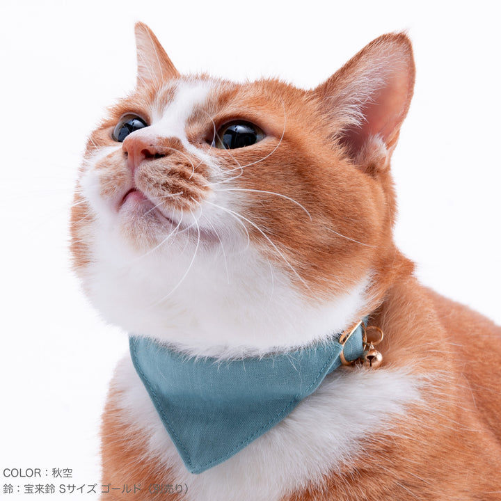 バンダナ付き猫首輪　MUJIコットンプレーン　赤紅
