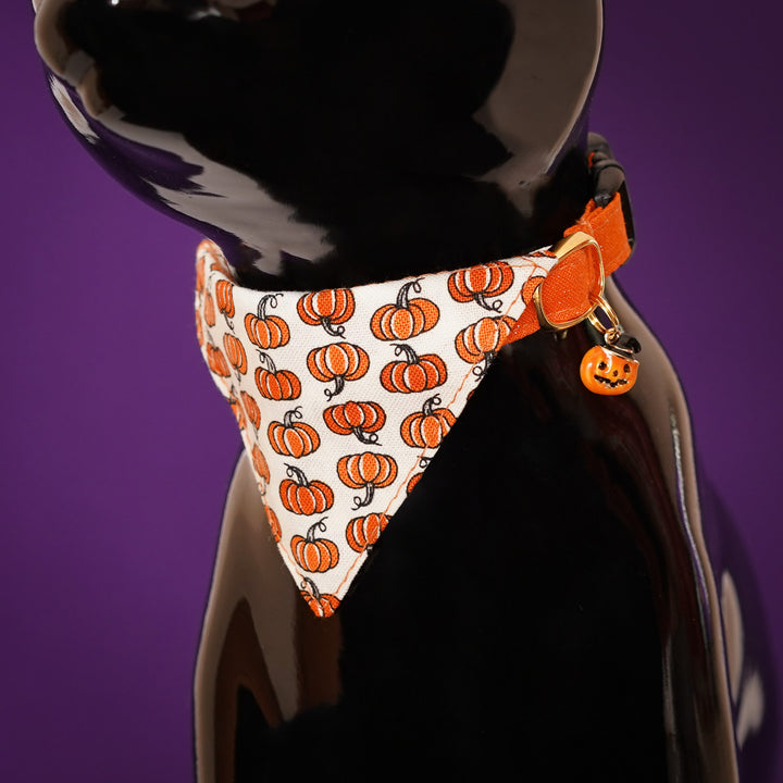 バンダナ付き猫首輪　ハロウィン　プチ・パンプキン　オフホワイト