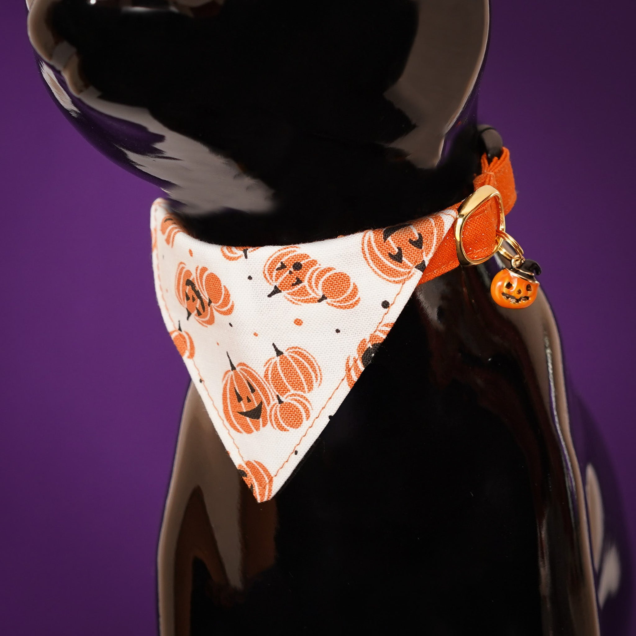 バンダナ付き猫首輪 ハロウィン ジャック・オー・ランタン ホワイト