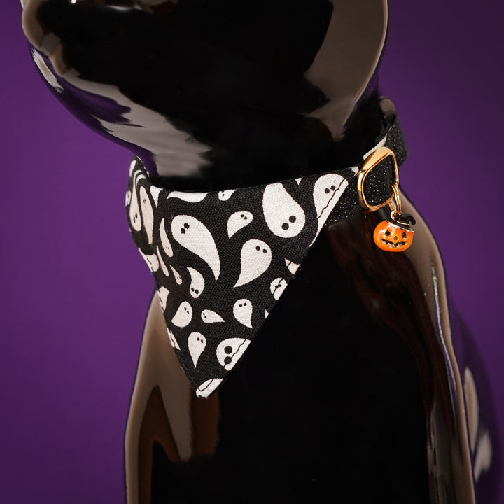 バンダナ付き猫首輪　ハロウィン　ゴースト　ブラック
