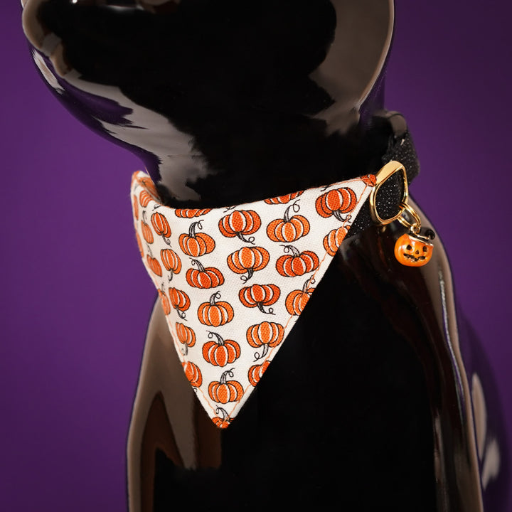 バンダナ付き猫首輪　ハロウィン　プチ・パンプキン　オフホワイト
