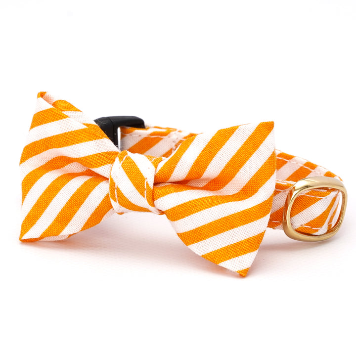 リボン付き猫首輪　キャンディストライプ　オレンジ